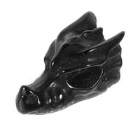 Beavorty Mini Dragon Skull Crystal Carving Natural Black Obsidian Ornament for Halloween Desktop Decoration and Gothic Home Accent