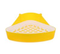 Beavorty Mini Rabbit Toilet Basin Pet Training Litter Box Yellow Plastic Bunny Potty Tray for Guinea Pig Chinchilla Small Animal Cage Use