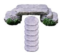 Beavorty Miniature Resin Garden Bridge with 1pcs Small Bridge and 6pcs Stepping Stones, Micro Landscape Decorative Stepping Stone Set for Fairy Garden, Succulent Planters, and Outdoor Patio