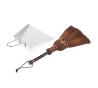 Beavorty Multi-Function Short Handle Pet Cleaning Dustpan and Whisk Broom Set with Ergonomic Grip Design , Stainless Steel and Wood Materials Very Light Weight , for Cat House and Poop