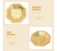 Beavorty Octagonal Gold Offering Bowl Buddhist Ritual Plate Fire Tribute Dish Temple Worship Tray for Ceremony and Altar Supplies