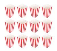 Beavorty Paper Popcorn Boxes Convenient Portable Paper Containers 50pcs Striped Pattern Versatile Use Attractive for Birthday Party and Carnival Themed Event for Chocolates and Popcorn