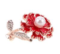 Beavorty Pearl Flower Brooch Pin for Women Carnation Lapel Pin with Rhinestones Floral Shirt Button Accessory for Mothers Day Gift Decorative Pearl Brooch for Coat Dress Sweater Shawl and