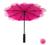 Beavorty Peony Flower Dance Prop Umbrella for Children, 60cm Cloth Performance Parasol with Printed Rose Red Design, Stage Photography Accessory for Dance Shows and Events