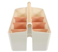 Beavorty Pink Multi-grid Storage Box with Handle for Desk Stationery, Remote Control and Cosmetic Organizer, Compartment Makeup Case for Office and Home Vanity Storage