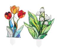 Beavorty Plant Pot Stakes Decorative Acrylic 2pcs for Potted Plants