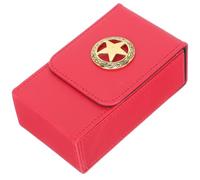 Beavorty Portable Tarot Card Storage Case with Red Leather Gold Pentagram Design Universal Organizer Box for Games Cards Holder
