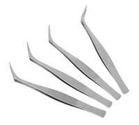 Beavorty Precision Angled Tweezers Sturdy and Resistant to Deformation 4pcs Stainless Steel with Tips for Laboratory Work and Precision Engineering Industries