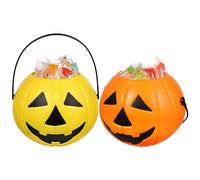 Beavorty Pumpkin Can be Filled with Candies Buckets with Handles 2pcs Halloween Plastic Portable Pumpkin Candy Holder Decoration Delicate Shape for Halloween Party and Trick or Treat