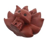 Beavorty Purple Clay Tea Pet Fox Figurine Handmade Cute Mini Animal Sculpture for Kung Fu Tea Table Decoration Home Office