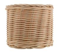 Beavorty Rattan Small round Desk Basket, Natural Woven Table Organizer Basket for Pens, Makeup Brushes, and Keys, Desktop Storage Box for Home Office Supplies