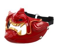 Beavorty Red Half Face Samurai Mask Resin Cosplay Prop for Parties