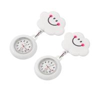 Beavorty Retractable Nurse Pocket Watches Strong Sturdy Design 2pcs with White Silicone Cloud Shape Hanging Chest Watch for Nursing Professionals