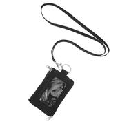 Beavorty RFID Blocking Mini Card Holder Wallet with Lanyard and Key Ring, Front Pocket Id Display, Zippered Compartment, Black - Anti-Theft Wallet for Students and Commuters
