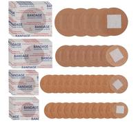 Beavorty Round Fabric Plasters 100 Pack, Assorted Spot Plasters in 4 Sizes 22mm 25mm 30mm 38mm, Breathable Elastic Adhesive Plasters for Fingers, Knuckles, Small Cuts and Grazes