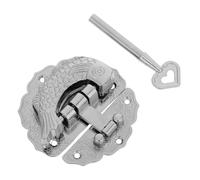 Beavorty Rustic Trunk Clasp Latch Lock with Key, Victorian Style Metal Hasp Closure for Wooden Boxes, Jewelry Cases, Suitcases, and Storage Chests - Vintage Cabinet Hardware