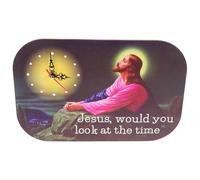 Beavorty Silent Jesus Wall Clock 28x18.5cm Non-ticking Prayer Cross Design Christian Home Decor for Bedroom and Living Room