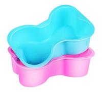 Beavorty Silicone Dog Bone Cake Mold 2pcs, Non-stick Bone Shaped Baking Pan Set in Sky Blue and Pink, Novelty Silicone Cupcake Liners for Dog Treats and Birthday Cakes