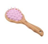 Beavorty Silicone Hair Washing Brush with Sturdy Wooden Handle, Soft Silicone Bristles and Long Handle Design, Prevents Dandruff Buildup and Promotes Circulation, for Scalp and Hair Care
