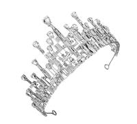 Beavorty Silver Rhinestone Baroque Crown Ice Snow Bridal Tiara Sturdy Material for Women Bride Birthday Party Prom Halloween Christmas