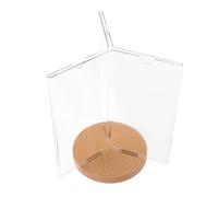 Beavorty Six-Sided Acrylic Menu Display Stand with Wooden Base Rotatable Sign Holder for Retail Counters and Food Courts
