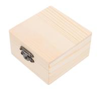 Beavorty Small Wood Box Square Wooden Box with Retro Front Clasp Unique Design Simple and Elegant Style DIY Painting Protects Presents from Damage for Weddings and Holidays