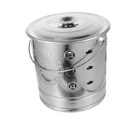 Beavorty Stainless Steel Burning Money Bucket Small Silver Thickened Paper Money Incinerator Barrel Portable Outdoor Fire Pit Garden Incinerator Bin