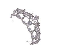 Beavorty Stunning Pearl Tiara Rhinestone Decor Headdress for Wedding Bride Crown