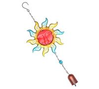 Beavorty Sun Shape Wind Chime Hanging Bell with Iron and Glass Material, Creative Design with Hanging Hook, Produces Beautiful Sounds, for Window Or Door Decoration in Garden Or Balcony