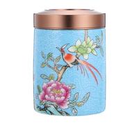 Beavorty Tea Packaging Jar Ceramic Canister with Metal Airtight Lid for Kitchen and Pantry Storage of Tea and Snacks Compact 2.60X1.77X1.57Inch Container and Dried Fruit