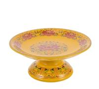 Beavorty Tribute Bowl Tribute Plate Ceramics with Lotus Base Pattern Thick Polished Strong Wear Resistance Elegant Design Suitable for Buddhist Ceremonies and Rituals Random Style