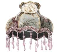 Beavorty Victorian Style Flower Lampshade Dome Cloth Lamp Cover with Decorative Tassel Beads for Bedside and Desk Lamps, European Vintage Design