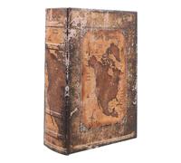 Beavorty Vintage Bible-style Hidden Storage Box Small Faux Book with Retro Map Design, Secret Compartment for Jewelry, Keys, and Money, Decorative Book-shaped Organizer for Home and Office