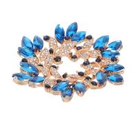 Beavorty Vintage Blue Crystal Rhinestone Flower Brooch Pin for Women Durable Wedding Jewelry Corsage with Timeless Floral Design Elegant Dress and Bag Accessory for Parties and Gifts