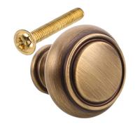 Beavorty Vintage Brushed Brass Cabinet Drawer Knobs and Handles, Antique Brass Retro Dresser Pulls for Kitchen, Bedroom, Wardrobe Renovation, Diameter 30mm