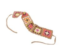 Beavorty Vintage Crochet Flower Headband for Women Brown Floral Knitted Hair Bandana Scarf Aesthetic Hair Accessory for Summer Suitable for Casual Outings and Festivals