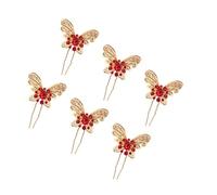 Beavorty Vintage Rhinestone Hairpin 6pcs u Shape Bridal Hair Stick Stylish Updo Hair Chopsticks for Ladies