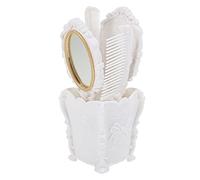 Beavorty Vintage Style Vanity Mirror Set 5pc Hair Brush Comb Set Air Bag Brush Holder for Women Men Boys and Girls