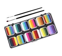 Beavorty Water Activated Face Paint Kit Color Gradient Rainbow Body Paint with Brushes Matte Non Toxic Makeup for Adults Washable Halloween Face Painting Palette for Festival and DIY Art