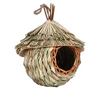 Beavorty Windproof Grass Bird House Natural Handmade Woven Nest for Outdoor Garden Decoration Breathable Comfortable Parrot Accessory for Hummingbirds and Birds