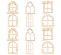 Beavorty Wooden Fairy Doors Miniature Windows 100Pcs DIY Garden Craft Accessories for Bonsai and Micro Landscape Decoration Outdoors