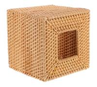 Beavorty Woven Rattan Tissue Box Holder Square Napkin Dispenser Original Colour Sturdy Bathroom Desktop Accessory