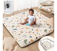 Beavtaens Baby Play Mat: 50x50 Playpen Mat with Super Soft Touch Activity Mat with Anti-Slip Bottom Machine Washable Nursery Rug for Floor & Playard (Boho Color Blocks)