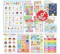 BEAWART Educational Math Posters for Classroom, Preschool Posters for Classroom, Laminated Multiplication & Division Chart, Math Teacher Bulletin Board (Colorful)