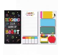 BEAWART Teacher Sticky Notes Set - Teaching is A Work of Heart Set Blackboard Self-Stick Note Pads - Teacher Appreciation Gift Writing Memo Pads Classroom School (Teacher Sticky Notes Blackboard)