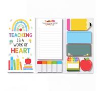 BEAWART Teacher Sticky Notes Set - Teaching is A Work of Heart Set Blackboard Self-Stick Note Pads - Teacher Appreciation Gift Writing Memo Pads Classroom School (Sticky Notes Colorful Teacher)