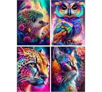 BEAYIOU 4 Packs Animal Paint by Number for Adults,DIY Cat Hedgehog Owl Paint by Number Kits for Adults Beginners,Watercolor Oil Painting Craft Art for Home Wall Decor12X16Inch