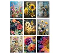 BEAYIOU 9 Pack Diamond Painting, Flower Diamond Art Kits Adults,5d Diamond Painting Kits for Adults, Flowers Gem Art Kits Adult and Crafts Home Decor 12x16inch