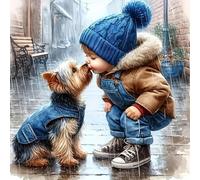 BEAYIOU Animal Paint by Numbers Kits for Adults, Boy Dog Painting by Number Kits On Canvas,DIY Color Oil Painting Acrylic Paints,Home Wall Decor 12x12inch Without Frame