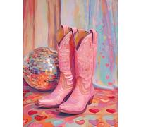 BEAYIOU Boots Paint by Number Kits,Retro Disco Ball Paint by Numbers Kit for Adults Beginner Without Frame,Easy DIY Acrylic Painting for Canvas for Decor 12x16inch